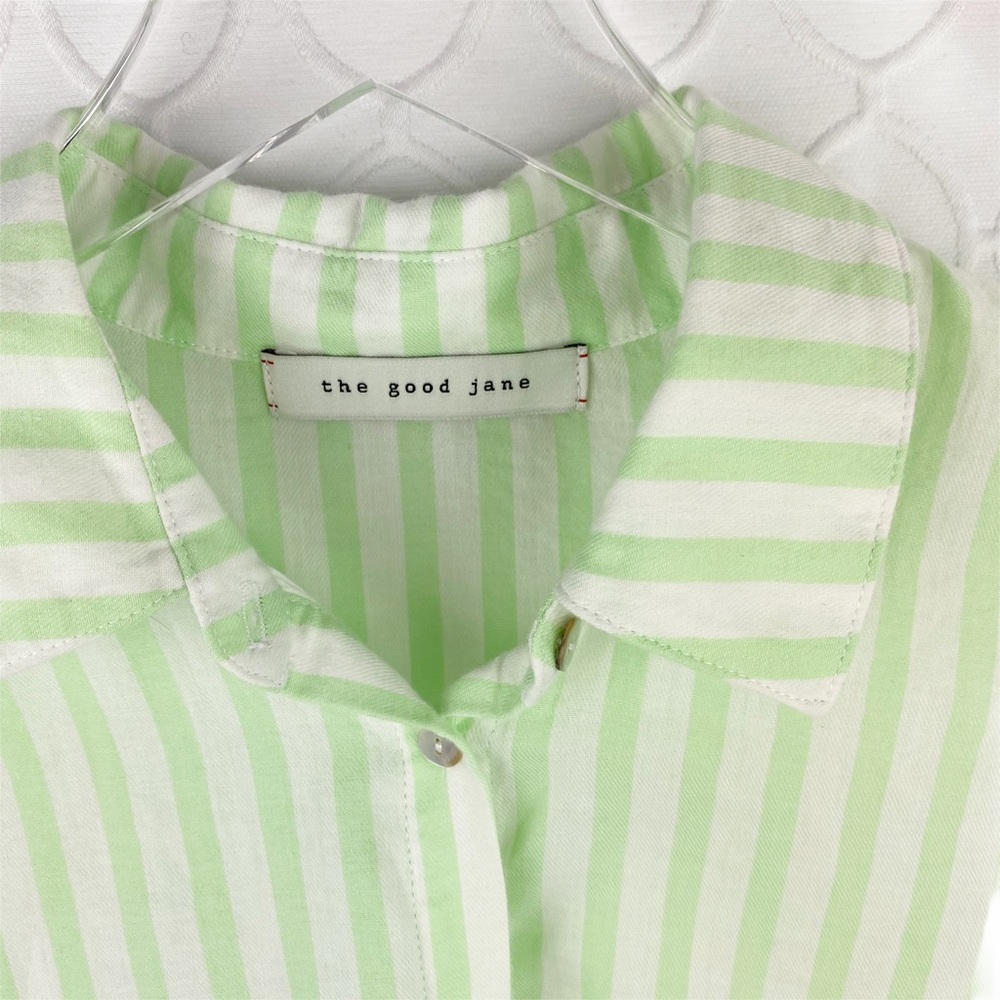 NWT THE GOOD JANE Baby Leaf Sky Mint Stripe Top L - Picture 6 of 8